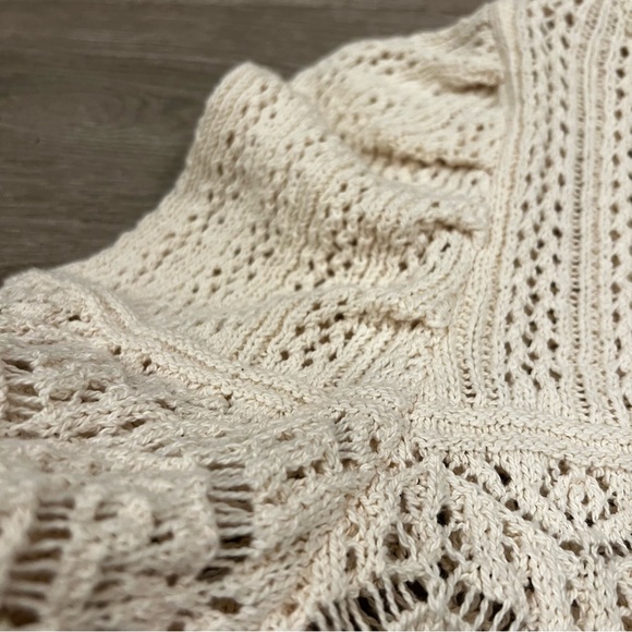 Mango Open knit Cotton Puff Sleeve Sweater - Picture 5 of 6